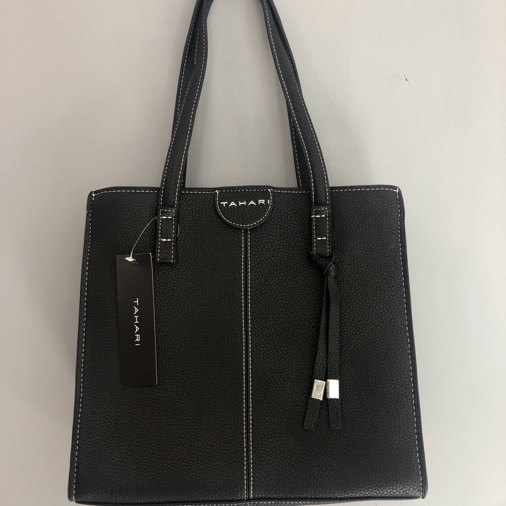 Tahari black medium tote NWT